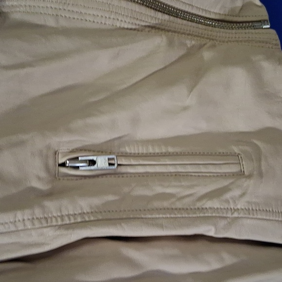 Womens Genuine Leather Beige Crop Jacket By Sanctuary Sz. Med - Picture 3 of 8